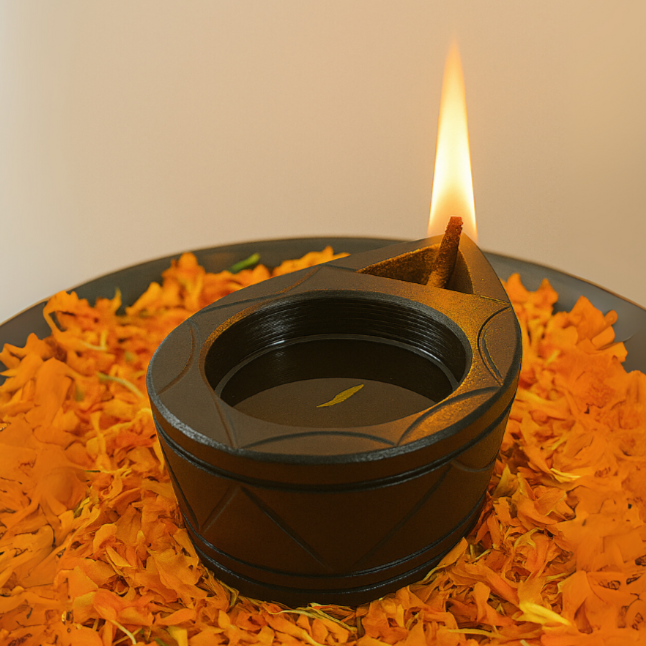 Traditional Stone Diya - 5.5 inches Diya - Lights upto 20 hours