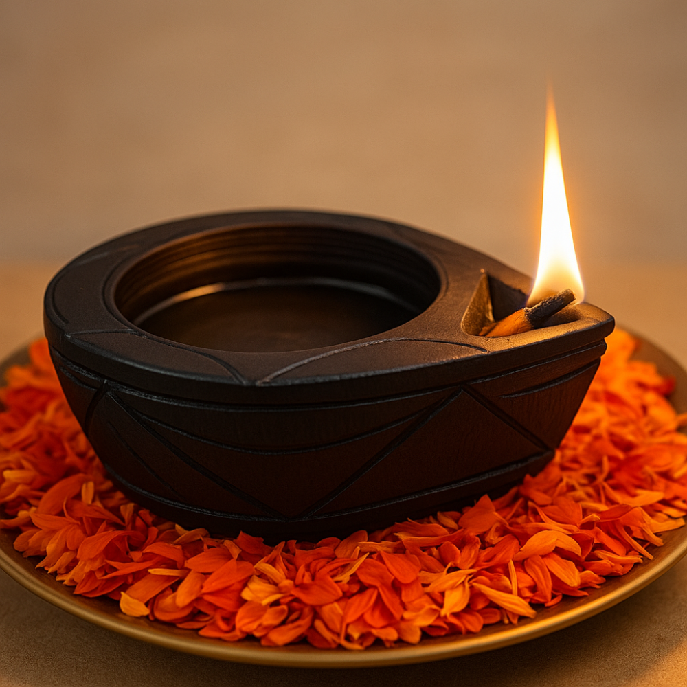 Traditional Stone Diya - 5.5 inches Diya - Lights upto 20 hours