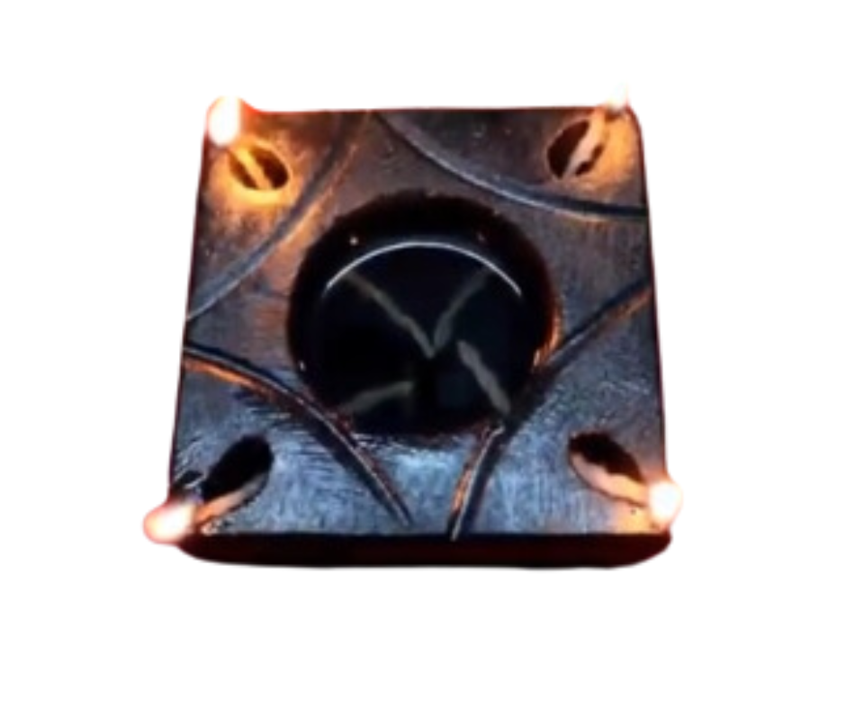 Traditional Miniature Square Stone Diya (4 inches)