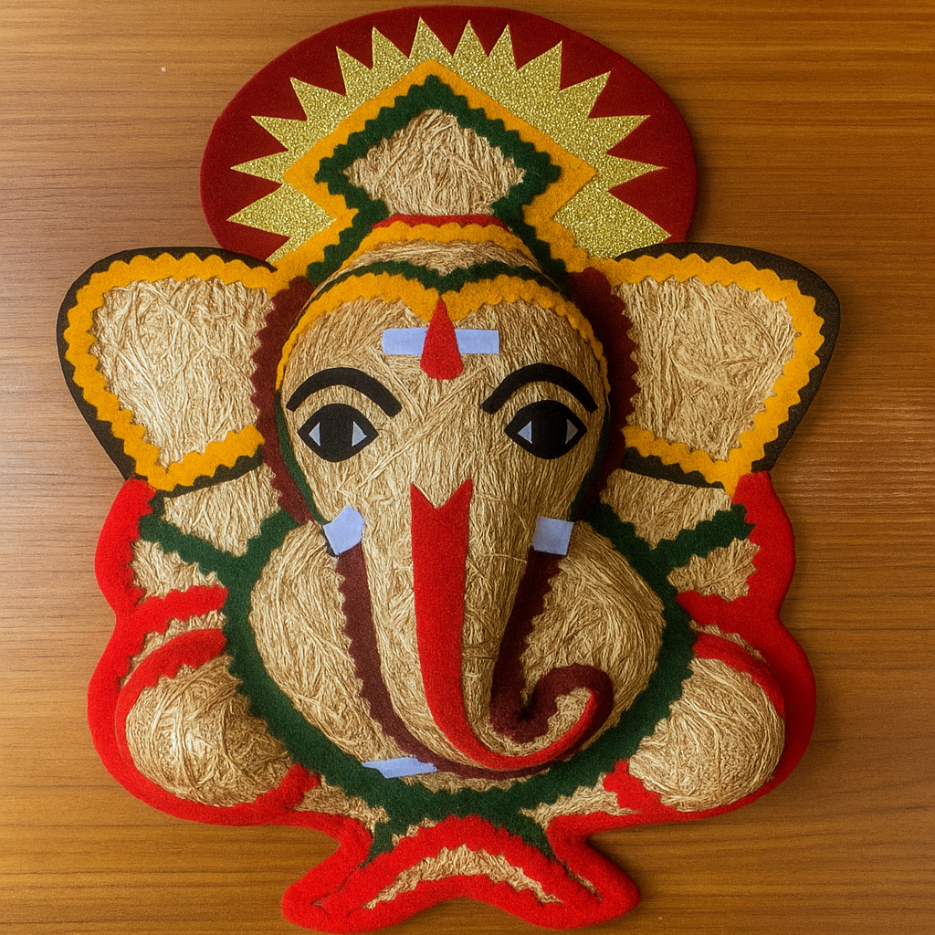Vetiver/Khus Colourful Wall Hangings of Lord Ganesha