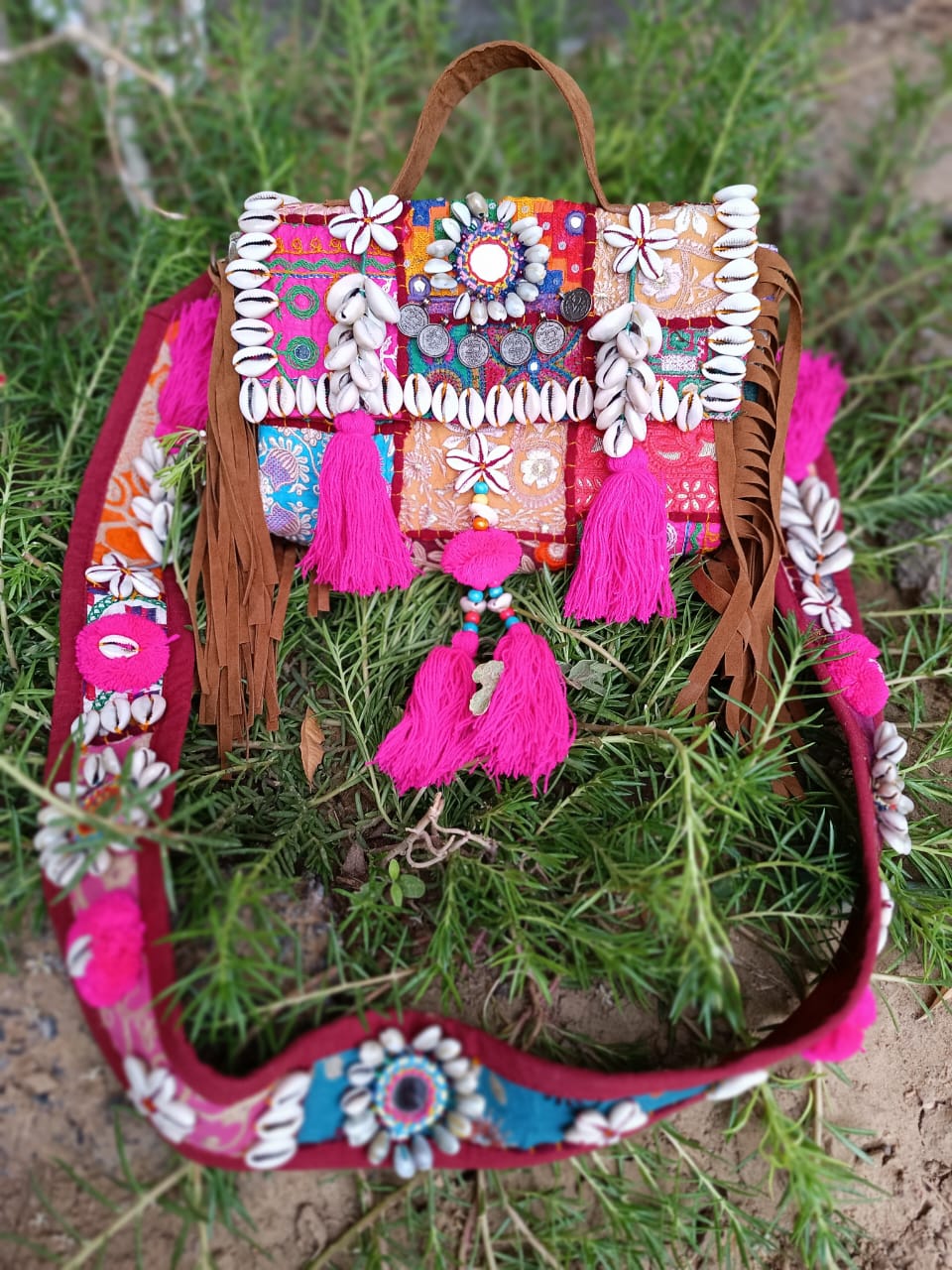 Banjara Boho Bags with Shell Flowers Belt
