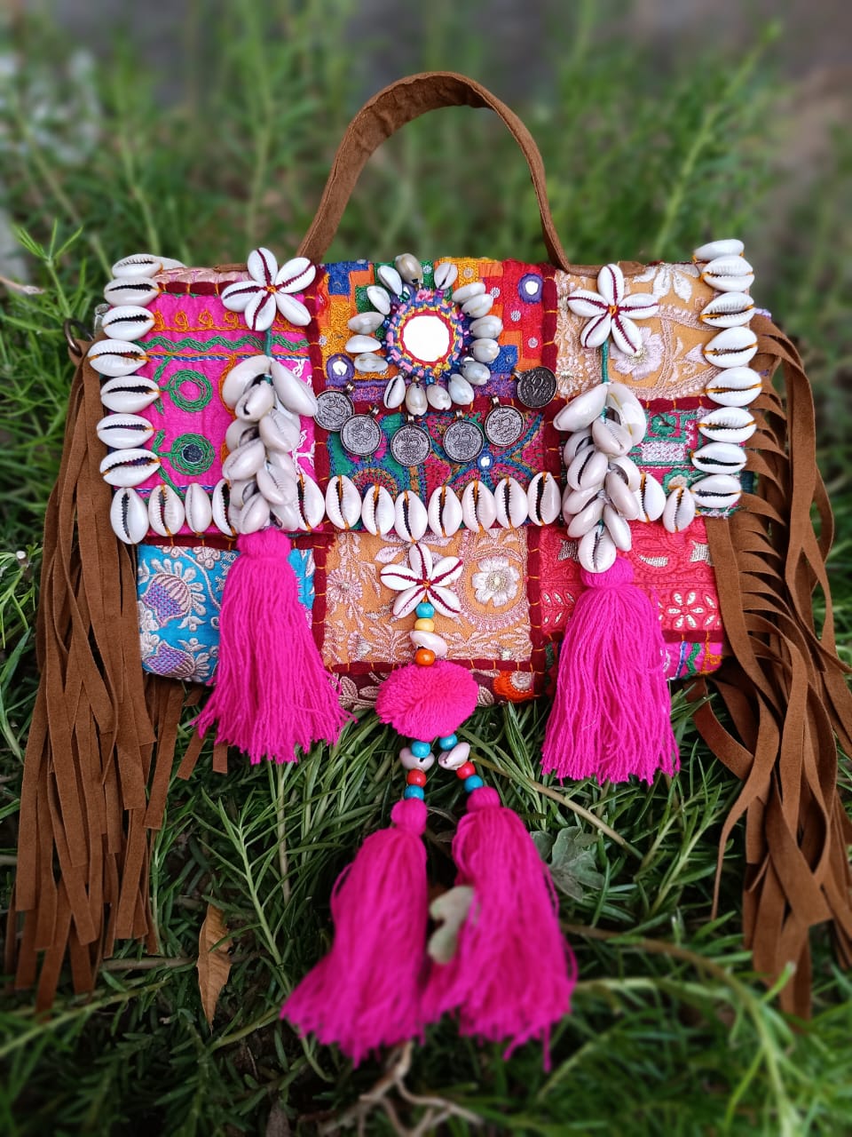 Banjara Boho Bags with Shell Flowers Belt