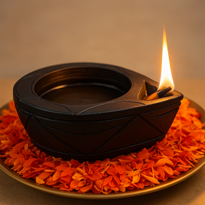 Traditional Stone Diya - 5.5 inches Diya - Lights upto 20 hours