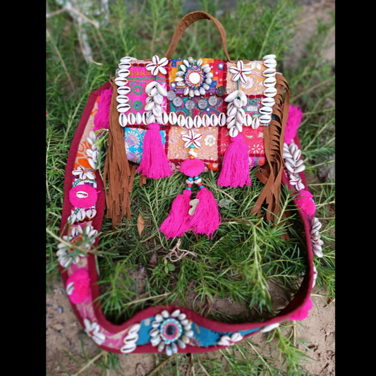 Banjara Boho Bags with Shell Flowers Belt
