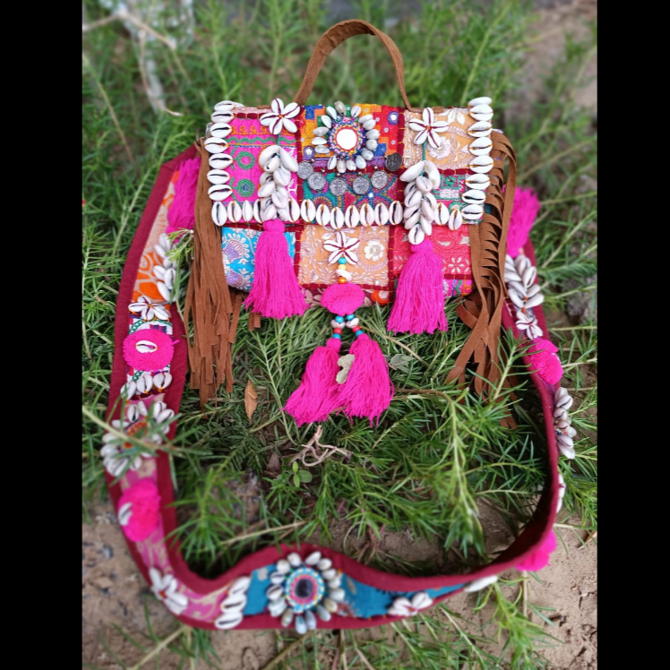 Banjara Boho Bags with Shell flowers belt