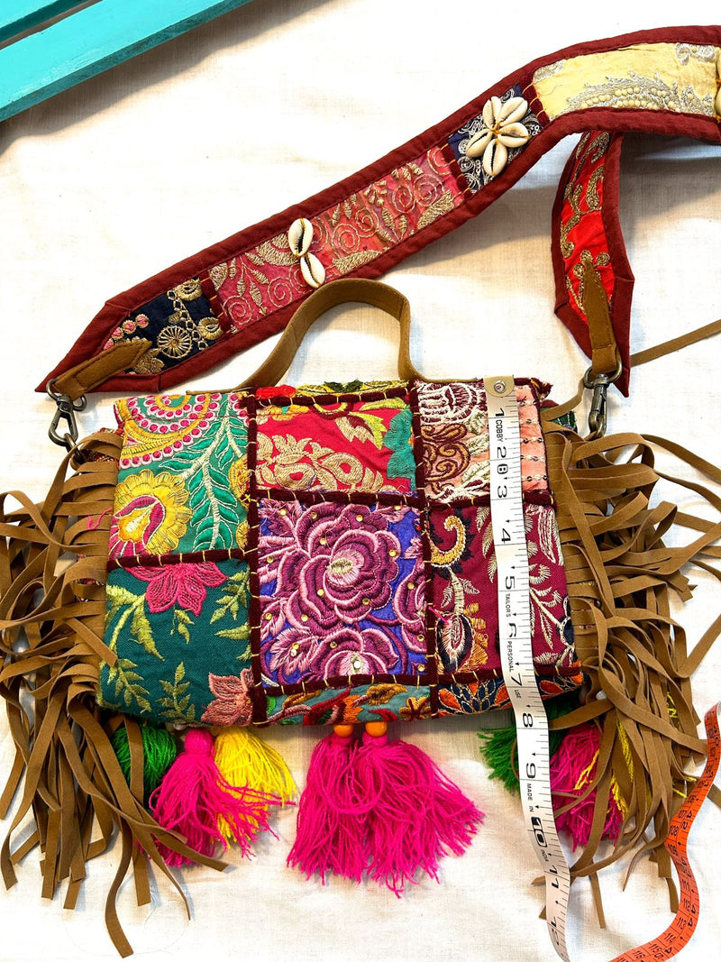 Banjara Boho Bags - Multi color thread Rhombus Mirror