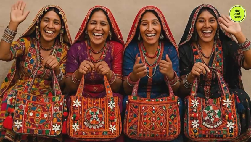 Load video: BTS: Women Making Banjara Bags