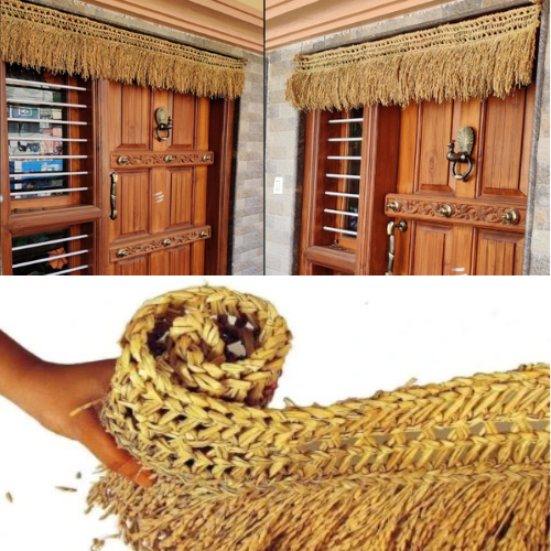 Natural Paddy Door Toran & Door Hangings Combo